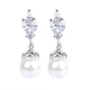 Simple Imitation Pearl Shape Zircon Dangle Earrings For Women Silver Color Daily Evening Jewelry Accessories - Image 5