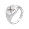 silver color A-Z Initial Signet Rings For Women Men Statement Ring 26 letters women adjustable rings - Image 8
