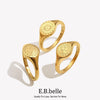 Creative Eagraved Facial Expression of Moon Sun Star Gold Plated Ring Stainless Steel Godness Signet Ring - Image 1