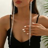 Extra Long Water Drill Tassel Earrings Women Copper Plated Cubic Zirconia Dangle Earrings Party Evening Glamorous Accessories - Image 1