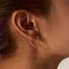 2pcs Gold Color Stainless Steel Heart Earrings Studs For Women Girl, Simple Punk Hoop Earrings Piercing Jewelry Gift - Image 2