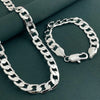 Silver 12mm Side Chain Bracelet 20cm Necklace Jewelry Set, Suitable For Men'S Daily Wear - Image 1