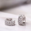Punk Rock Unisexual Square Rhinestone Shine Hoop Earrings Silver Simple Hook Type Ear Circle Women Jewelry Gift - Image 2