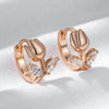 Rose Gold Color Drop Earrings For Women Shiny Zircon Accessories Daily Child Jewelry Christmas Gifts - Image 5