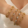 Gold Plated Stainless Steel Oval Chain Bracelet Chunky Statement Bangle for Women Men Stackable Jewelry - Image 2