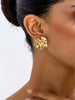 A Pair of Wavy Petal Gold Earrings, Irregular Metal Texture Exaggerated Studs, Minimalist Sculptural Style Versatile Earrings, for Gifting to Friends - Image 1