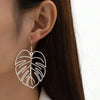 Stainless Steel Bohemian Hollow Exaggerated Leaf Dangle Drop Earring For Women Lady Geometric Female Jewelry - Image 2