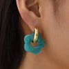 Multicolor Transparent Acrylic Resin Marbling Flower Drop Earrings for Women Gold Color Ear Buckle Jewelry - Image 6