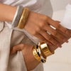 Stainless Steel Texture Flex Snake Chain Cuff Bracelet Retro Elasticity Thick Metal Polish Gold Plated Bangle - Image 2