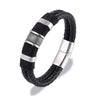 Punk Men Braided Blue Leather Bracelet Black Stainless Steel Magnetic Buckle Bracelet Gifts - Image 17
