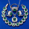 Square Cubic Zirconia Silver Wedding Jewelry Sets Earrings Necklace Bracelet Ring For Women Gift - Image 4
