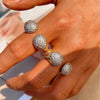 European and American -Selling Hollow Zirconia Inlaid Elastic Bracelet Ring Two-Tone Design Jewelry - Image 3