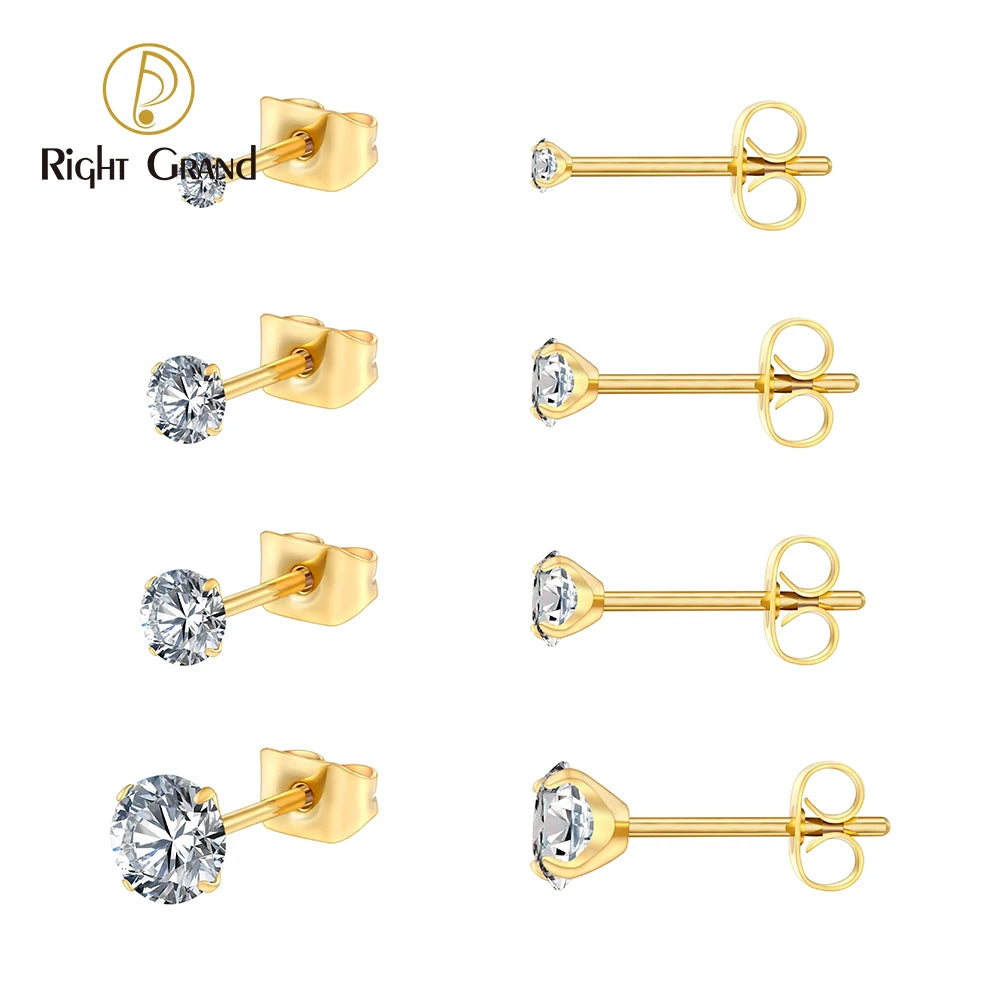 1 Pair Titanium 2/3/4/5mm CZ Stud Earrings 20G Minimalist Wedding Cartilage Helix Tragus Piercing Jewelry - Image 1