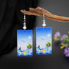 Beach Vacation Style Geometric Round Blue Waves Acrylic Earrings For Women Elegant Casual Charming Ladies Party Jewelry - Image 9