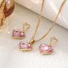 3pcs Y2k Heart-shaped Zircon Pink Crystal Pendant Earrings Necklaces Set for Women Heart Elegant Party - Image 7