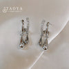 Silver Color Metal Geometric Teardrop Earrings Jewelry Accessories for Women Stylish Dangle Hoop - Image 1