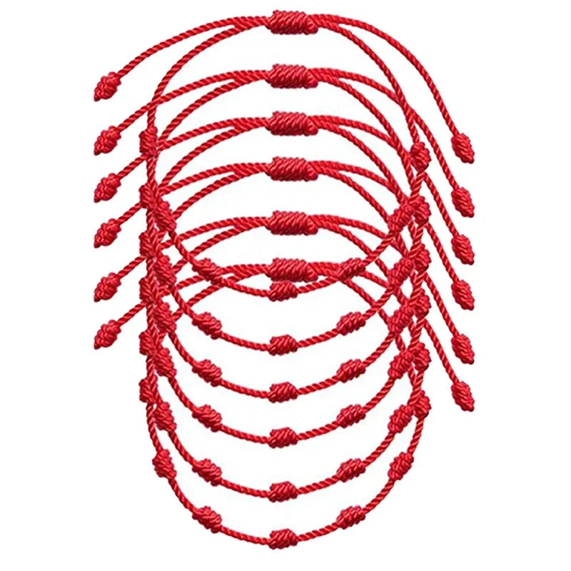 6pcs/set Handmade 7 Knots Red String Bracelet for Lover Protection Lucky Amulet and Friendship Braid Rope Wristband Jewelry Gift - Image 1