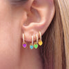 Rhinestone Small Circle Hoop Earrings Candy Color Heart Pendant Piercing Earrings for Women Gold plated Huggies Jewelry - Image 1