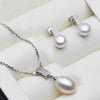 Freshwater Pearl Necklace and Earrings Set Woman, Silver Pearl Jewelry Set Mother's Day Gift White - Image 8