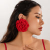 Salircon Exaggerated Large Rose Flower Earrings For Women Statement Pierced Stud Earrings Ladies Party Dinner Jewelry - Image 3
