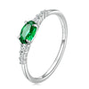 Silver Oval Gemstone Ring for Women Green Pink Zirconium Prongs Setting Ring Wedding Bridal Jewelry Gift - Image 7