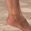 Nature Stone Beaded Chain Anklet Bracelet on Leg For Women, Stainless Steel Gold Plated Beach Foot Anklet Jewelry Gift - Image 3