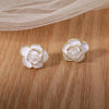 Flower Hanging Earrings White Enamel Floral Acrylic Petals Crystal Imitation Pearl Dangle Earrings for Women - Image 24