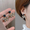 Round Bow Drop Earrings for Women Black Enamel Oil Imitation Pearl Crystal Dangle Earrings Cute Sweet Party Jewelry Gift - Image 5