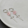 Punk Black Sakura Blade Earrings Gothic Cherry Blossom Sword Pendant Small Hoop Earrings Japanese Jewelry - Image 8