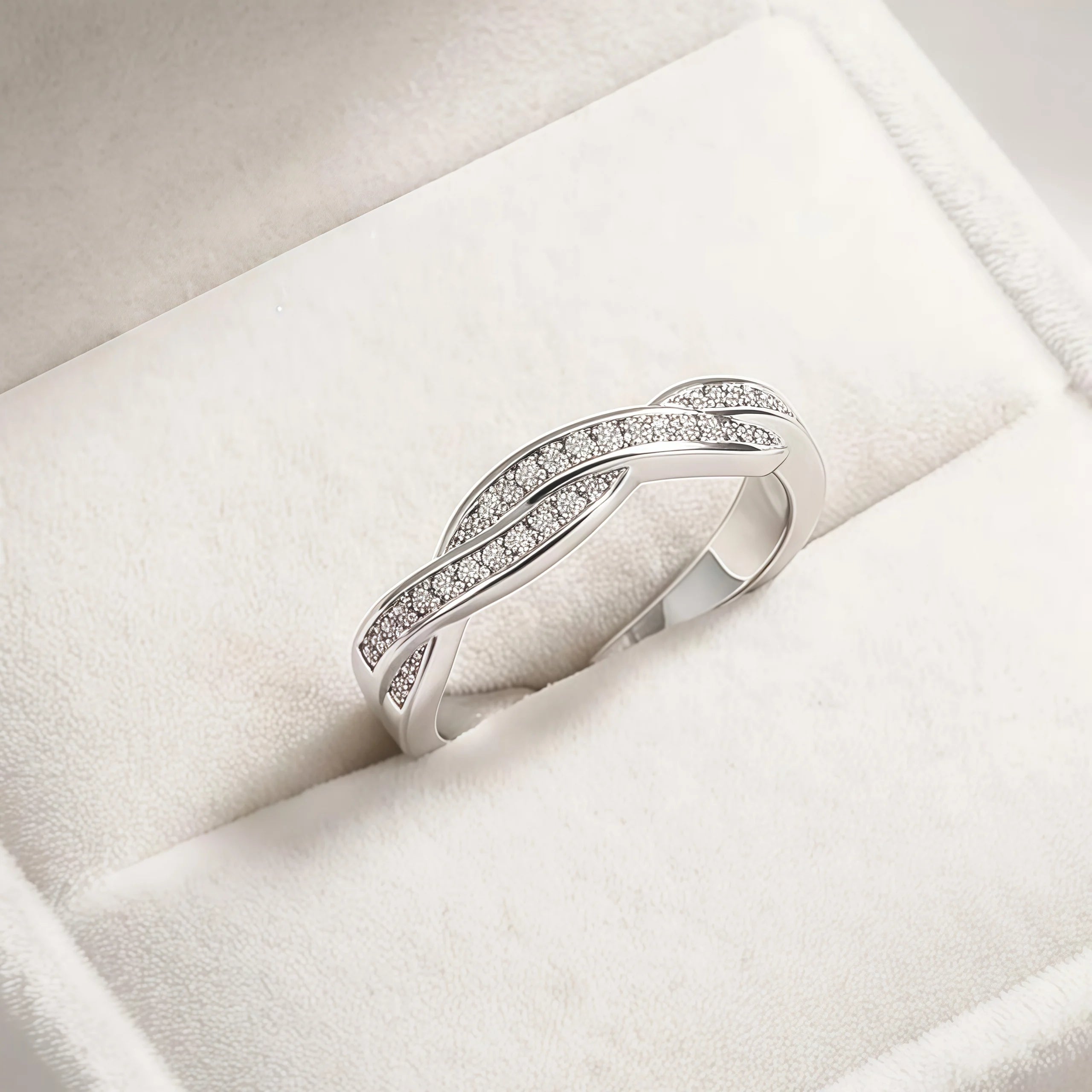 Silver Ring Adjustable Pave Cubic Zirconia Delicate Finger Jewelry for Women Wedding Birthday Gift - Image 1