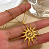 Stainless Steel Necklace Vintage Chic Sun Shaped Pendant Stainless Steel Collarbone Chain Gold Jewelry Gift - Image 2