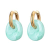 Oval Shape Acrylic Resin Pendant Stainless Steel Hoop Earrings For Women Gold Color Steel Ear Buckle Female Jewelry - Image 4