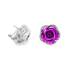 Rose Flower Rhinestone Stud Earrings For Women Blue Red Purple Round Bouquet Crystal Earring Wedding Jewelry Gift - Image 6