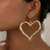 Big Gold Color Heart Pendant Necklace Earrings Jewelry Set Black Long Velvet Rope Chain Necklace Metal Drop Earrings for Women - Image 2