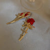 Crystal Red Color Two Tulip Flower Brooch For Women CZ Full Of Rhinestone Leaf Shiny Lapel Pins Wedding Party Badge Jewelry - Image 6