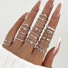23Pcs Vintage Crystal Star Moon Rings Set For Women Geometric Hollow Ring Wedding Party Jewelry Accessories - Image 2