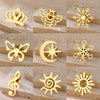 Stainless Steel Gold Color Women Brooch Crown Bee Butterfly Sun Snowflake Musical Note Badge Lapel Pin Accessories - Image 1