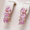 Shiny Pink Zircon Full Paved Drop Earrings For Women Party Rose Gold Color Daily Jewelry Gift - Image 1