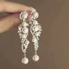 Sparkling Rhinestone Inlaid Imitation Pearl Tassel Earrings, Elegant Banquet Party Charm Jewelry, Gifts - Image 7