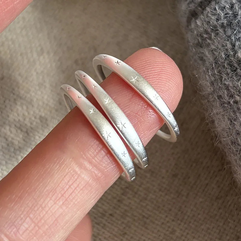 Silver Rings for Women Couple Minimalist Narrow Sparckling Star Jewelry Birthday Gift Prevent Allergy - Image 1