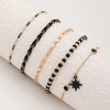 4-5pcs/Set Bohemian Woven Rope Foot Chain for Men and Women Geometric Alloy Black Beads Dropping Oil Anklet Set - Image 3