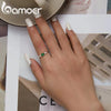 Silver Oval Gemstone Ring for Women Green Pink Zirconium Prongs Setting Ring Wedding Bridal Jewelry Gift - Image 2