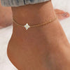Silver Plated Four Leaf Clover Zircon Anklet for Women Simple Adjustable Ankle Chain Summer Vacation Jewelry Gift - Image 1