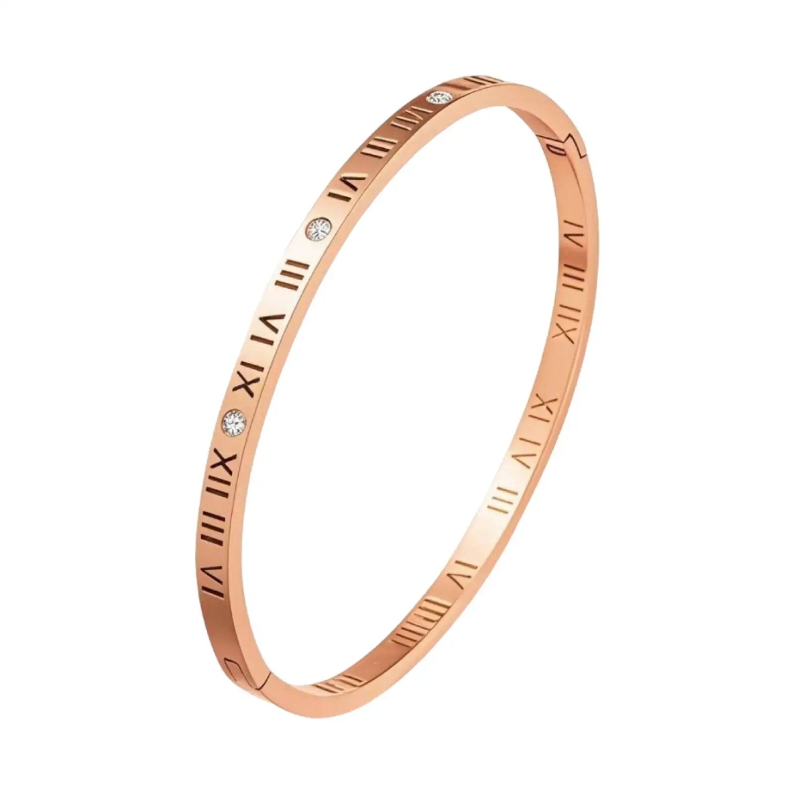 Roman Numeral Stainless Steel Bangle for Women Men Gold Color Bracelet Jewelry Accessories Gifts - Image 1
