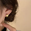 Frosted Brushed Spherical Water Droplet Hoop Earrings for Women Retro Gold Color Unique Creative Versatile Accessories - Image 3