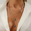 Hip-hop Acrylic Square Diamond Pendant Metal Round Bead Chain Multi-layer Fold Wear Necklace for Women Personality Jewelry - Image 1