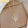 Stainless Steel Winter Snowflakes White Crystal Pendant Necklace For Women Collarbone Chain Jewelry HolidayGift - Image 3