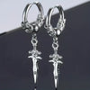 2pcs Stainless Steel Dragon Coil Sword Pendant Drop Hoop Earrings Unique Punk Hip Hop Style for Men Women Daily Wear Jewelry - Image 1