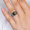Vintage Silver Golden Obsidian Rings Retro Silver Oval 8 10MM Black Rings Tiger Eye's Tail Rings For Men - Image 2