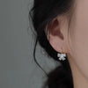 Silver Lace Bowknot Stud Earrings For Women Party Classic Jewelry Light Accessories - Image 5